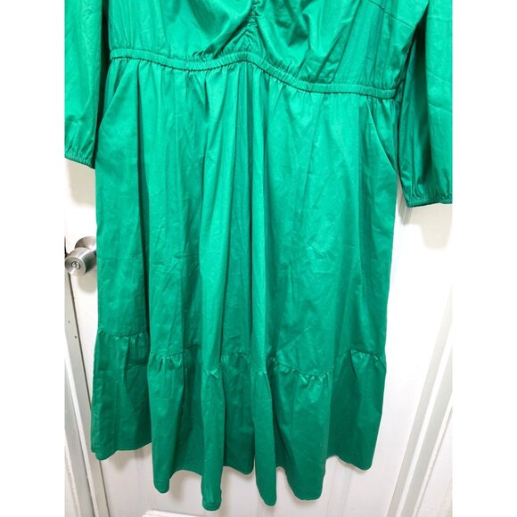 Torrid Green Midi Festival Dress Ruched Front & 3/4 Sleeves Size 2 - Picture 8 of 10